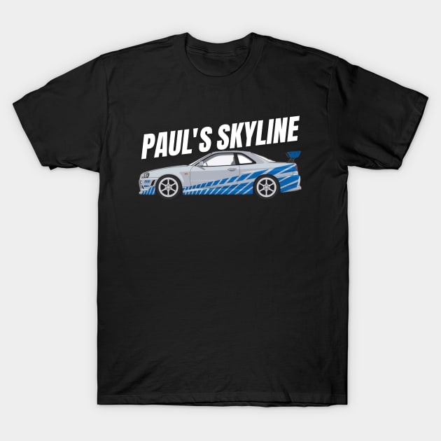 Skyline R34 GTR Fast and furious T-Shirt by MOTOSHIFT